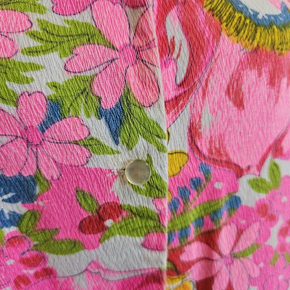 Vintage VTG Hamilton 8 Dallas Hot Pink Floral Button Down Top - Picture 7 of 12